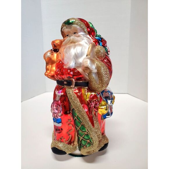 St. Nicholas Square Tabletop Blown Glass Santa Large Beautiful Jewel Tone Kohls - Picture 2 of 16